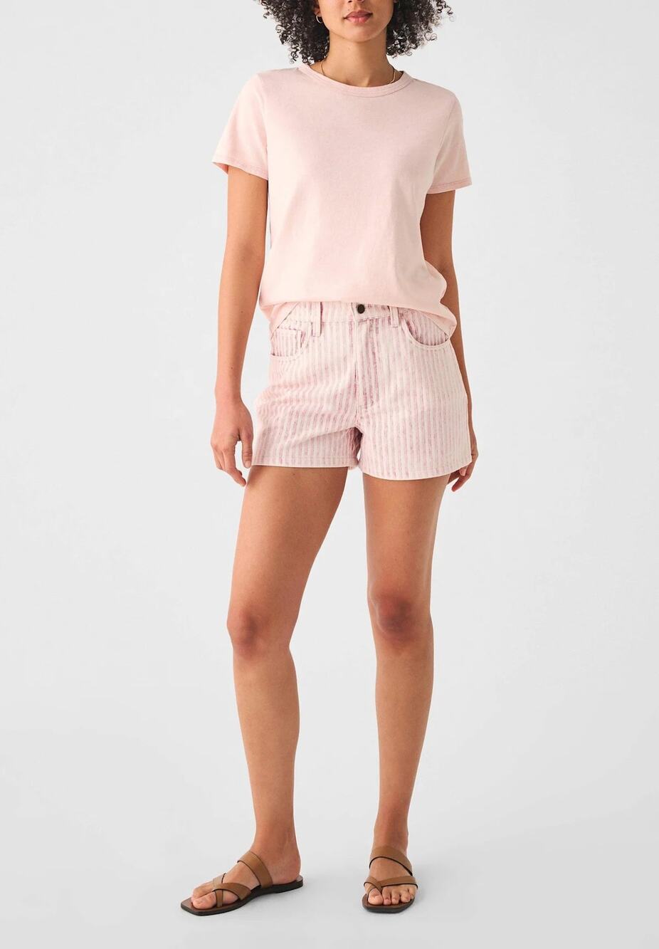 Faherty Women's Topsail High Waisted Shorts Pink Railroad Stripe